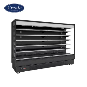 Commercial Showcase Multideck Open Chiller Supermarket Display Upright Air Curtain Display Fridge