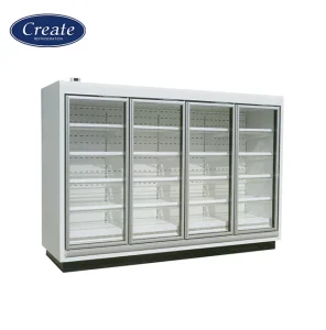 Cooler Showcase Freezer With Glass Door Refrigerator Display For Beverages 4 Doors