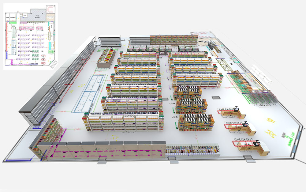 Provide us with your supermarket CAD drawings, and we can create a 3D design for your supermarket. If you purchase our products, we will offer the design service for free