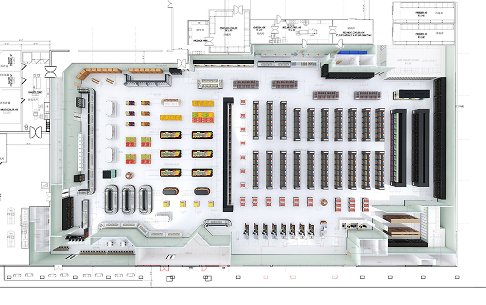 Give us a CAD drawing, and we can match products for you based on the drawing, providing you with various supermarket equipment solutions