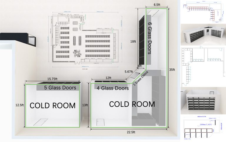 When you want to purchase a cold storage, we can customize the cold storage size according to your supermarket, provide you with CAD drawings, and create 3D renderings to meet all your needs