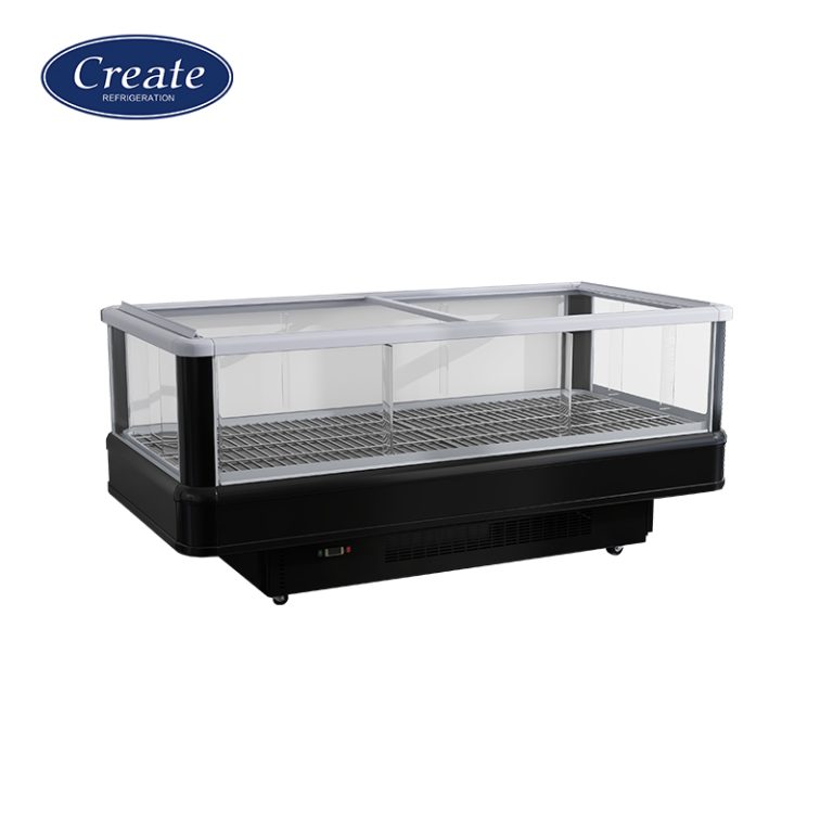 Island Cabinet Freezer For Frozen Food Supermarket Glass Display Refrigerator