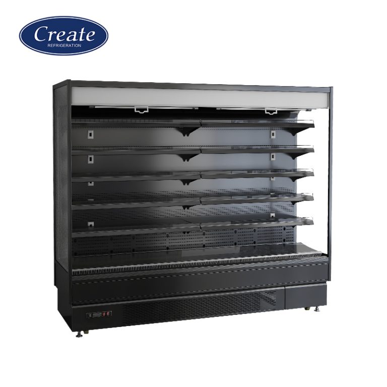 Commercial Showcase Multideck Open Chiller Supermarket Display Upright Air Curtain Display Fridge