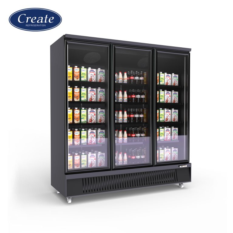 Commercial Multiple Upright Glass Door Supermarket Freezer/Refrigerate For Beverages 3 Doors