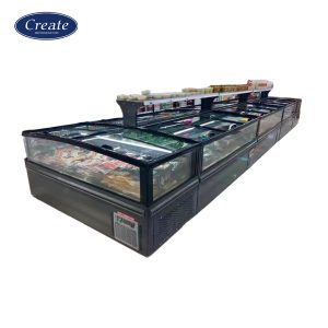 Supermarket New Style Display Deep Single Island Refrigerator Freezer For Frozen Food Supermarket Horizontal Freezers