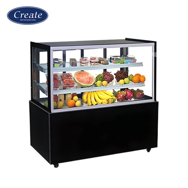 Supermarket Front Open Sliding Door Square Bakery Showcase Chiller