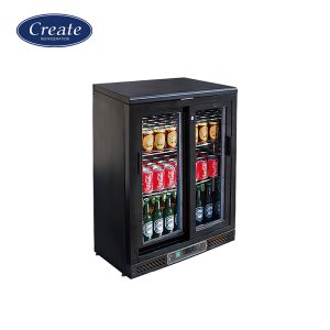 Mini 2 Doors Beer Fridge Display Beverage Showcase Back Bar Cooler Refrigerator